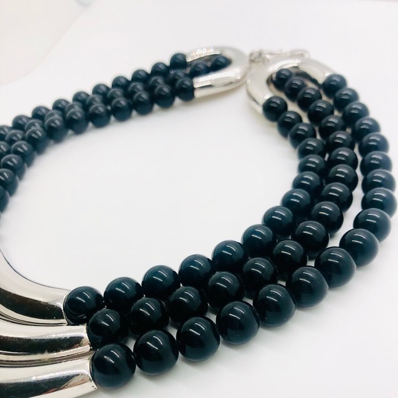 Vintage Designer ALEXIS KIRK Modernist Black Statement Necklace - Picture 3 of 16